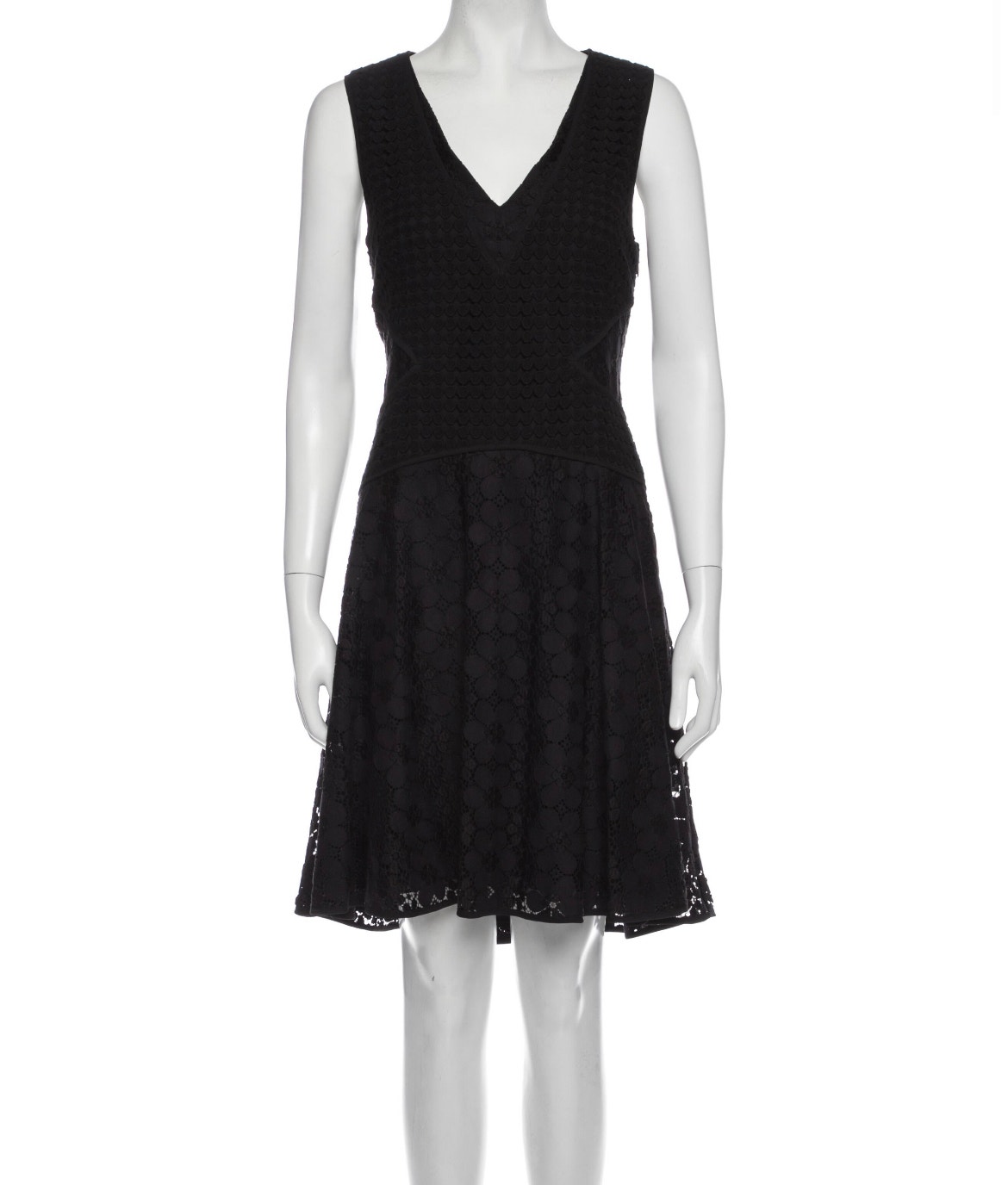 Diane Von Furstenberg Dvf Womens Black V Neck Eyelet Lace Dress 4